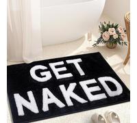 KOEXM Get Naked Bath Mat Cute Black and White Bathroom Rugs Funny Non Slip Bathtub Decor Mats Super Absorbent Floor Carpet Machine Washable Bahtmat for Tub Shower Bedroom 16x24 inch