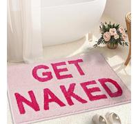 KOEXM Get Naked Bath Mat Pink Cute Bathroom Rugs 20" x 32" Funny Bathroom Decor, Non Slip Absorbent Bath Mat for Girl, Shower Rug for Tub Apartment Decor