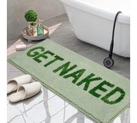 KOEXM Long Bathroom Rugs Runner 18" x 47" Get Naked Bath Mat Soft Absorbent Microfiber Sage Green Bath Rugs Non-Slip Shaggy Machine Washable Bath Mats for Bathroom Floor Shower Winter Home Decor