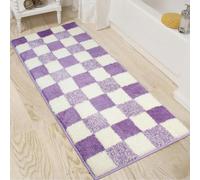 KOEXM Long Bathroom Runner Rugs Extra Soft Checkered Rug Absorbent Microfiber Non Slip Shaggy Bath Mats Machine Washable Bath Mats for Bathroom Floor Purple 20" x 47"