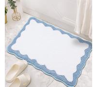 KOEXM Scalloped Bath Rug 20" x 32" Luxury Microfiber Soft Non Slip Scalloped Bath Mats for Bathroom Tub Showers Washable Absorbent Irregular Shaped Rug Cute Bath Mat
