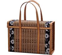 Koeydxst Wicker Storage Bag Handle Folded Fruit Shopping Food Handle Rattan Grass Foldable Bamboo Basket