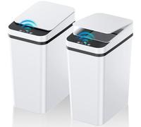 KOEYLE 2 Pack 2.2 Gallon Automatic Touchless Garbage Can, Small Motion Sensor Smart Trash Can, Slim Waterproof Trash Bin for Bedroom, Bathroom, Office, Living Room, White