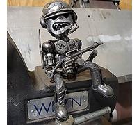 koeyleo Recycling/Scrap Metal Standing Warrior Sculpture - Handmade-Piston Man,Original Handmade Recycled Metal Sculpture Statue Ornament (D)