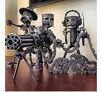 koeyleo Recycling/Scrap Metal Standing Warrior Sculpture - Handmade-Piston Man,Original Handmade Recycled Metal Sculpture Statue Ornament (E)