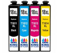 KOF 18XL Compatible Ink for Epson XP-215 XP-225 XP-305 XP-405 XP-415 XP-425 | 4 Pack Black Cyan Magenta Yellow, Replaces T1811 T1812 T1813 T1814, High Capacity Ink