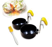 Kofebe Folding Egg Poacher, Non-stick Poached Egg Cooker, Kitchen Round Egg Cooker Ring, Eggs Maker Cups, Egg Poacher Pan with Foldable Ear Hanging for Kitchen Baking 2Packs