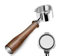 KOFIKOFI 51 mm Bottomless Portafilter, 3 Ears Bottomless Porta Filter Compatible with DeLonghi Dedica EC680/EC685, Smeg, EUPA, Stainless Steel Filter Holder with Puck Sieve, Filter Basket, Walnut Wood