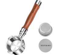 KOFIKOFI 51mm Bottomless Portafilter, Walnut Handle 3 Ears Espresso Naked Bottomless Portafilter with Puck Screen, Filter Basket, for DeLonghi Dedica EC680/EC685 and Smeg, EUPA Espresso Machines