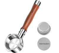 KOFIKOFI 54mm Bottomless Portafilter, Walnut Handle 3 Ears Naked Portafilter with Puck Screen, Compatible with Sage Breville Barista Series 500-880, Barista Express, and More 54mm Models