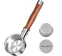 KOFIKOFI Espresso Naked Bottomless Portafilter 58mm, Walnut Handle 2 Ears with Puck Screen and Stainless Steel Filter Basket, for E61, Flair 58, ECM, Rocket, Sanremo, Synesso, Slayer, VBM