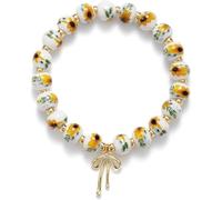 KOFISNI Bead Gold Bow Bracelet for Women Charm Gold Beaded Bow Floral Vintage Bracelets Statement Statement Worry Relieving Sunflower Mood Bracelets Trendy Jewelry Accessories Gifts for Women, L