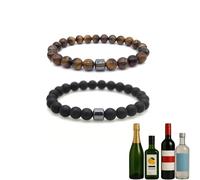 KOFISNI Glame Anti Alcohol Bracelet for Men Women Stop Drinking Alcohol Manifestation Bracelet Set Reduce the Urge to Drink Cravings Bracelets Healing Calming Anxiety Stress Relief Gift, L, Metal, no