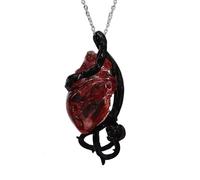 KOFISNI Gothic Crystal Heart Necklace for Women Silver Black Anatomical Heart Pendant Necklace Halloween Goth Accessories Necklace Jewelry Gift Ideas for Women, L, Metal, No Gemstone