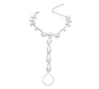 KOFISNI Rhinestone Barefoot Sandals Foot Chain for Women Jewelry Summer Pearl Anklet Bracelet Crystal Toe Ring Anklets Bridal Rhinestone Foot Chain Jewelry for Women, mid, Crystal Rhinestone, no