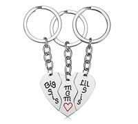 KOFOHO Mom Birthday Gift from Daughter - 3PCS Stainless Steel Mother Big Sis Little Sis Keychain Gifts Set for Mother's Day (Stainless Steel Keychain-Red Heart)