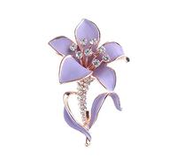 Kofot Purple Flower Enamel Pin Crystal Rhinestone Flower Brooch Women Wedding Party Casual Brooch Pins Jewelry Gifts