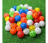 KOFULL 50 PCS Practice Golf Balls Plastic Golf Balls With Hole Golf Colorful Perforated Plastic Balls for Swing Practice, Driving Range, Home Use 42mm multicolor