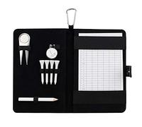 KOFULL Golf Scorecard Holder Yardage Book Cover Leather Score Cards,Golf Divot Repair Tool, Ball Marker, Golf Wood Tees, Golf Pencil,Gift for Golfers