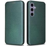 KOGENG Mobile Phone Case for Samsung Galaxy S26 Plus Case with Wallet Card Slot RFID Blocking, Carbon Fibre Texture Magnetic Flip Case Protective Cover for Samsung S26 Plus Case Cover (Green)