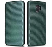 KOGENG Mobile Phone Case for Samsung Galaxy S9 Case with Wallet Card Slot RFID Blocking, Carbon Fibre Texture Magnetic Flip Case Protective Cover for Samsung S9 Case Cover (Green)