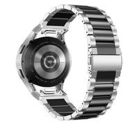 KoGiio Metal Strap Compatible with Samsung Galaxy Watch FE/Watch 7/6/5/4 40,44mm/Watch 6 Classic 43,47mm/Watch 5 Pro 45mm, Metal Adjustable Watch Band, Soft Replacement Bracelet Strap -Silver & Black