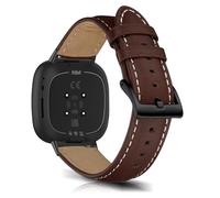 KoGiio Strap Compatible with Fitbit Versa 4/Versa 3/Sense 2/Sense Strap, PU Leather Adjustable Watch Band, Soft Replacement Bracelet Strap Compatible with Fitbit Versa 4 Reddish brown