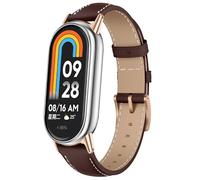 KoGiio Strap Compatible with Xiaomi Smart Band 9/8, PU Leather Adjustable Watch Band, Soft Replacement Bracelet Strap - Reddish Brown