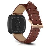 KoGiio Vintage Leather Strap for Fitbit Versa 4/Versa 3/Sense 2/Sense Men Women Replacement Soft Watch Straps, Yellow brown