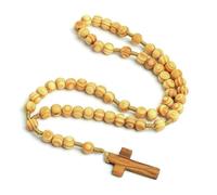 KOGMMYSEVP 10MM Cheap Wood Prayer Beads Islamic Rosary Beaded Bracelets for Muslims Religious Geometric Anniversary Style [Natural 20g,56cm]