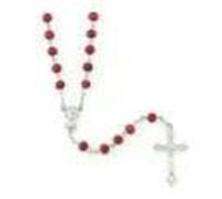 KOGMMYSEVP 2025 Rosary Religious Cross Pendant 6mm Rose Fragrance Wooden Beads Holy Silver Maria Cross Chains Face Shape Pattern [Red fashion,18inches]