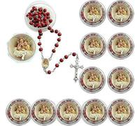 KOGMMYSEVP 6mm Scented Wood Rosary Necklace-Handmade Cross Pendant Virgin Mary Prayer Beads Bestseller Religious Jewelry [Red#2]