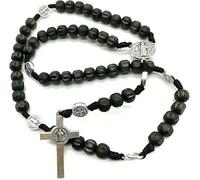 KOGMMYSEVP Black Wooden Beads St Rosary Men Women Christian Handmade Medjugorje Necklace [1 trend,20inches]