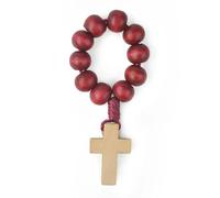 KOGMMYSEVP Devotional Wooden Rosary Ring Multi-Style Cross Perfect Prayer Wooden Jewelry [Red]