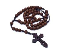 KOGMMYSEVP Exquisite Religious Prayer Wooden Cross Beads Rosary Beads Cross Necklace God Saint Prayer Supplies Giveaway [1,48.5cm]