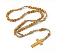 KOGMMYSEVP Fashion Prayer Jerusalem Hand-woven Natural Wooden Beads Cross for Rosary Making [3,classic]