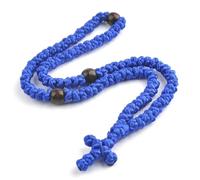 KOGMMYSEVP Handmade Blessed 100 Knots Orthodox Rosary Necklace Prayer Ropes Wood Beads Russian Greece Rosary [Blue Orthodox Prayer Ropes,28cm]