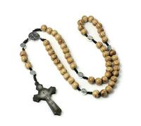KOGMMYSEVP Handmade Cross-Border Rosary Prayer Jewelry for Baptism Wood Beads with Diamond Main Stone Religious Buddhist Style Easter [Solid wood color]