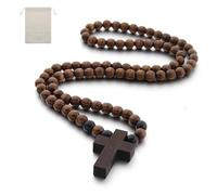 KOGMMYSEVP Holding Wooden With Catholic Rosary Natrual Olive Wood in Natural Linen Pouch Mini Holding for Prayer Meditation Religious Christian Gifts or Necklace Decoration Men&Women 65cm