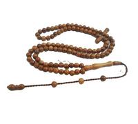 KOGMMYSEVP In Stock 99 Beads Muslim Nut Wood Prayer Rosary Natural Brown Round 6mm with Diamond for Engagement [Khaki]