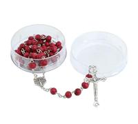 KOGMMYSEVP Jerusalem Cross Rose Scented Wood Rose Petal Beads Rosary [Dark Red Rosary,28inches]