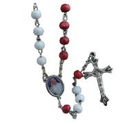 KOGMMYSEVP Jubilee Year of Rosary Necklace Pope Francis Rosary with Rose Scented Wood Beads [White,18inches]