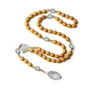 KOGMMYSEVP Madonna Rosary Necklace Rosaries Conceived MARY Recourse Thee Sin Pray Forus Pendant Prayer Jewelry Wholesale [Light brown,Rosary]
