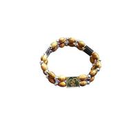 KOGMMYSEVP Olive Wood Prayer Bracelet/olive Wood Beaded Bracelet Rosary with Icons [Silver,19cm]