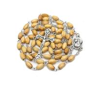 KOGMMYSEVP Rosary Wooden With HOLY Water From Our Lady of Fatima Necklace Beads Prayer Communion Marian Apparitions [Original Wooden,24inches]