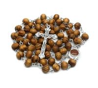 KOGMMYSEVP To Customized St Rosary Cross Necklace With St Christopher Holy Card With Medal Includes a Motorist Prayer [Olive Wood,20inches]