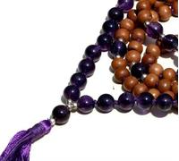 KOGMMYSEVP Wholesale 108 Beads Mala Necklace Scented Wood Spiritual Piedras Naturales Healing Stone Pearl Main Stone Chains Type [Purple Knotted Rosary,26inches]
