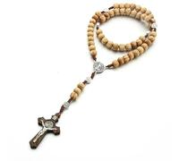 KOGMMYSEVP Wholesale Handmade Line Coding Christian Rosary Retro Wooden Beads Rosary Cross Jewelry Necklace [1,22"]