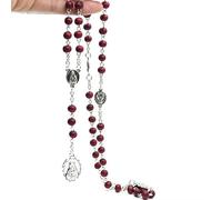 KOGMMYSEVP Wholesales Fragrance Wooden Bead Seven Ways of Bitterness Cross Pendant Rosary Necklace [RN-120 rosary,18inches]