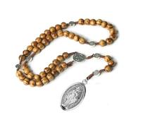 KOGMMYSEVP Wooden Rosary Crucifix Necklace Catholicism Religious Rosaries Prayer Beads Christian Cross Jesus Christ Jewelry [Brown1]